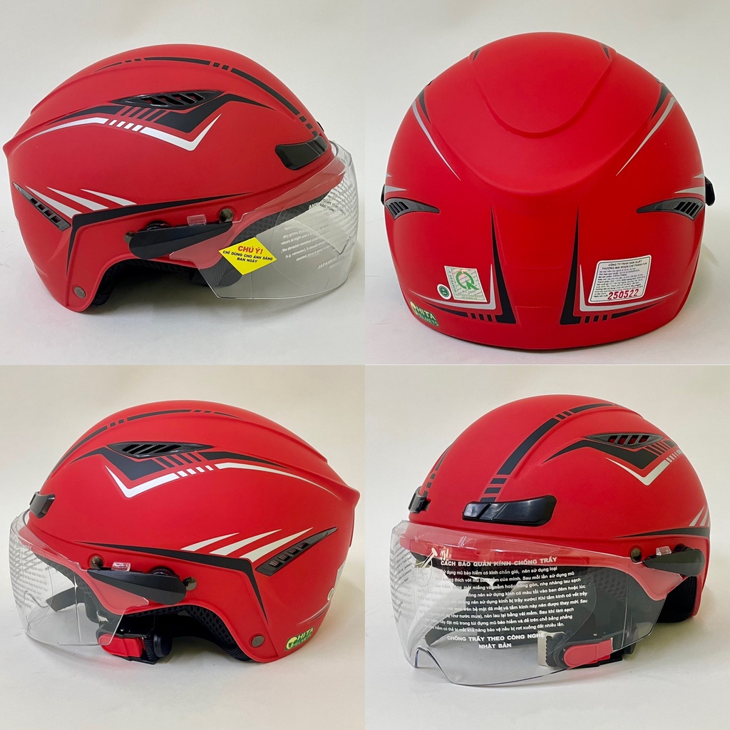 Mũ Bảo Hiểm 1/2 Đầu CHITA HELMETS CT30(K) tem Sọc