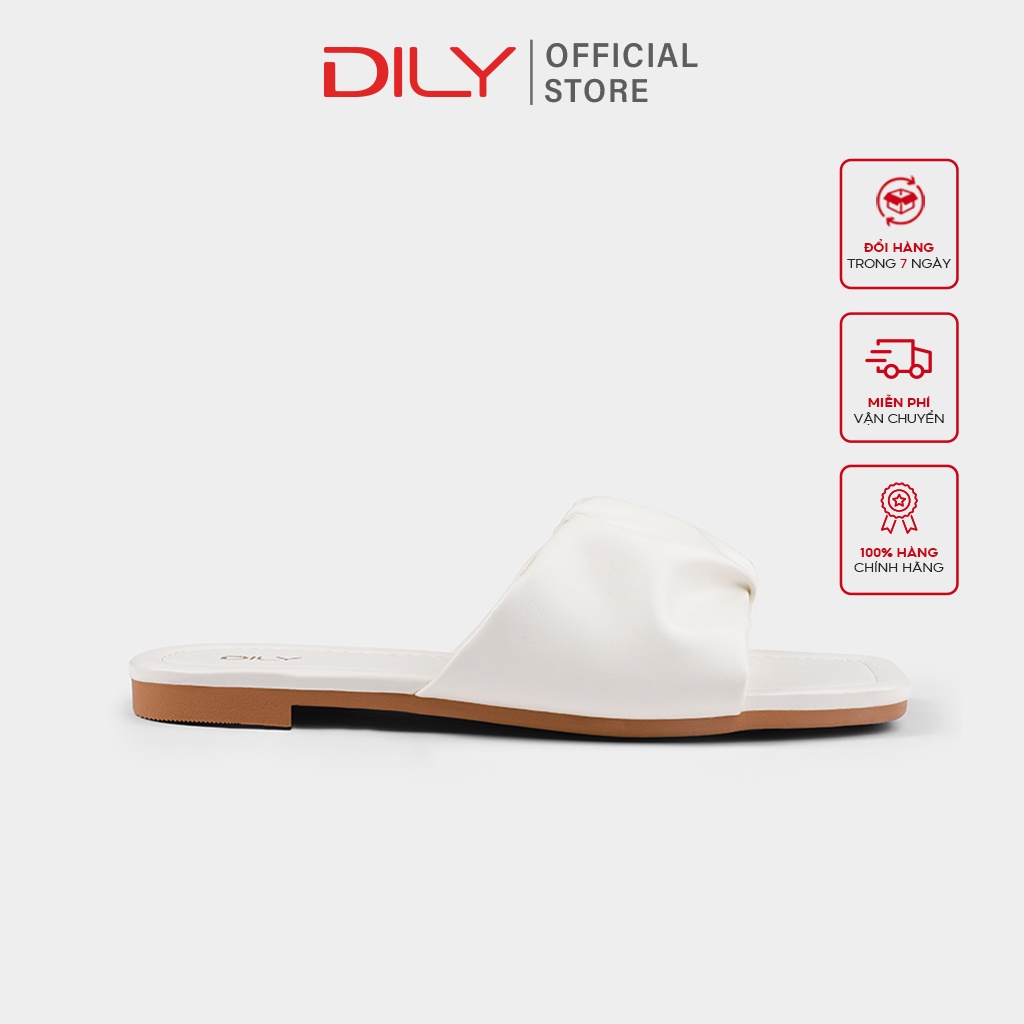 Dép bệt nữ quai nhún mũi vuông thời trang DILY cao 1cm_ AA0327