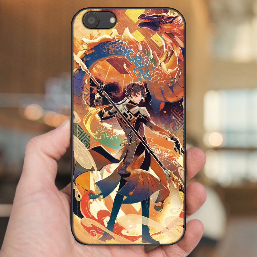 Ốp lưng Oppo A83 viền đen in hình Zhongli Genshin Impact