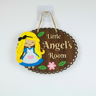 Biển bảng gỗ decor LITTLE ANGEL'S ROOM trang trí gia đình - nhà cửa - treo tường - treo cửa GD12( tặng kèm móc treo)