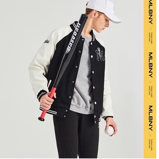 The american box áo khoác mlbny varsity baseball jacket authentic