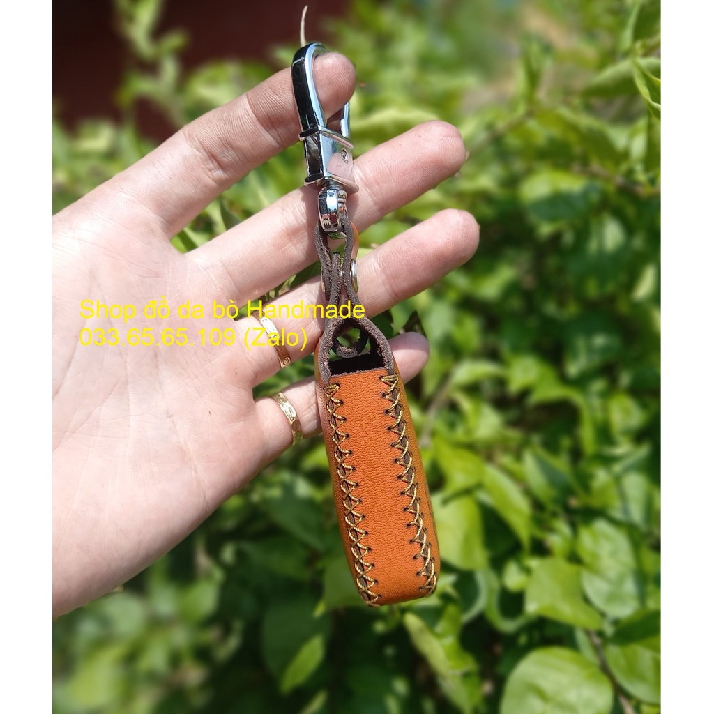 Bao da chìa khóa cửa cuốn, chìa remote cho austdoor bằng da bò 100%  kèm tặng móc khóa, khắc tên miễn phí