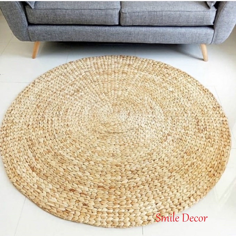 Thảm cói trải sàn vintage Smile Decor , thảm lục bình decor chụp ảnh , homestay , glamping - Water hyacinth area rugs