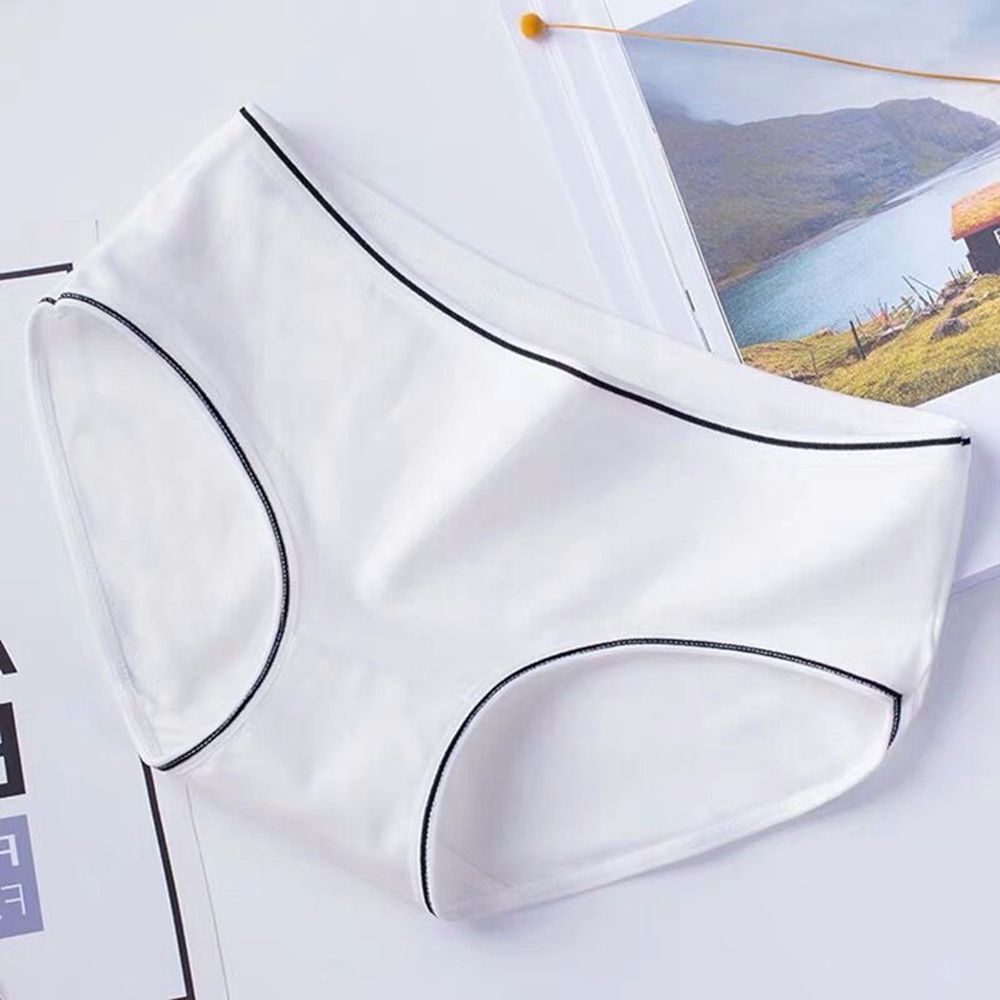 Quần lót nữ vải cotton thoáng khí lưng vừa họa tiết kẻ sọc có đính nơ gợi cảm phong cách Hàn Quốc