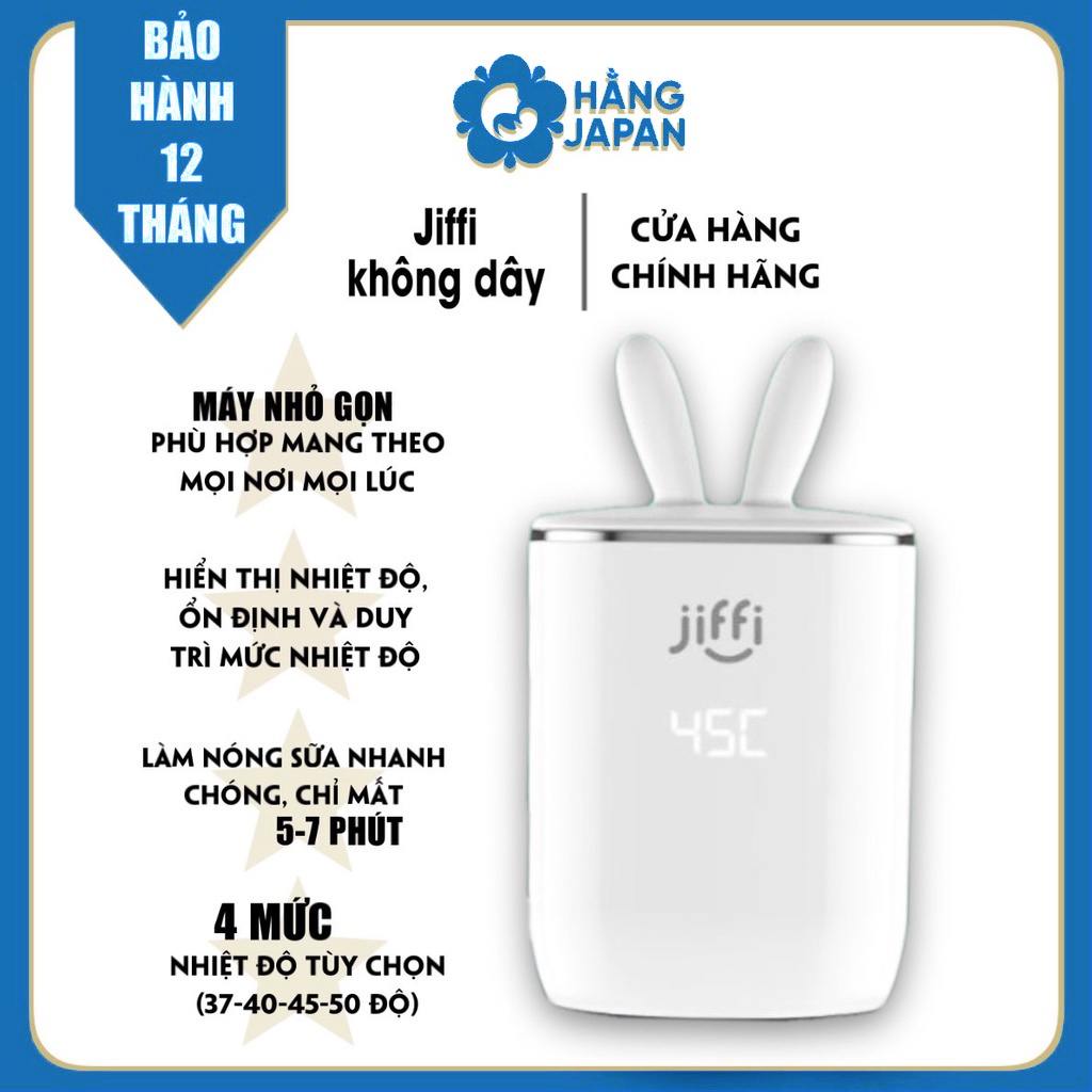 Máy hâm sữa JIFFI 4.0 New cầm tay di dộng, kiêm đun nước pha sữa bảo hành chính hãng 1 năm