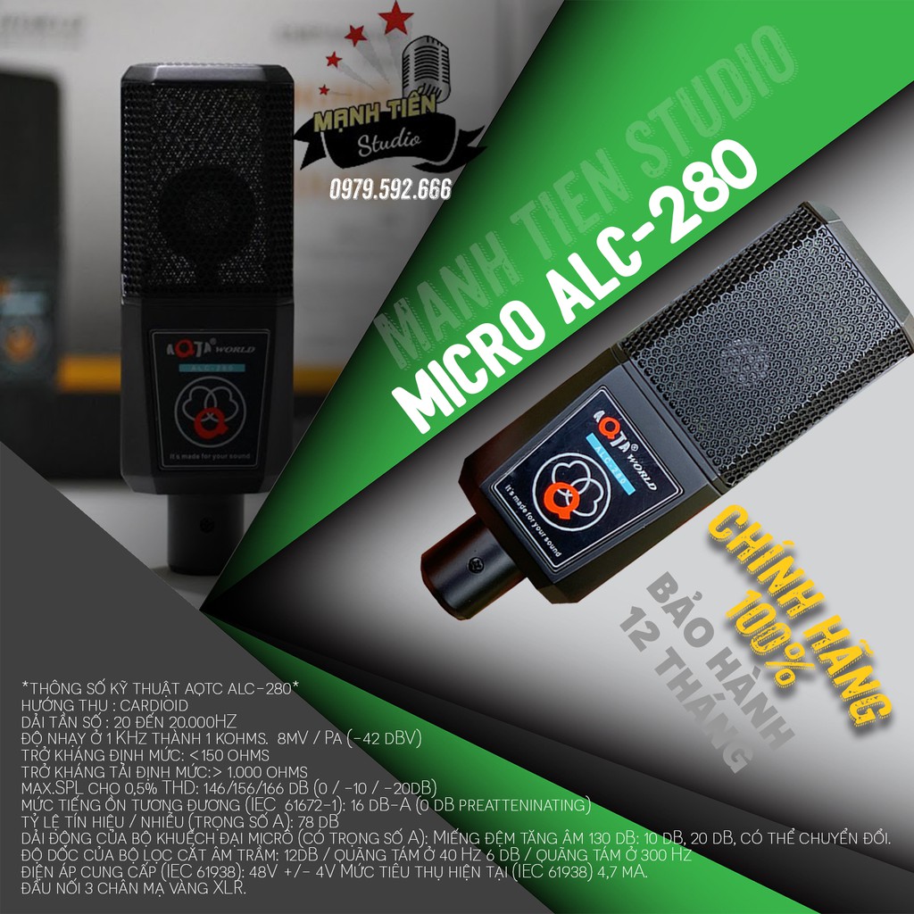 [Full Bộ] Micro ALC - 280 thu âm, hát karaoke, livetream mọi lúc mọi nơi - âm thanh chuyên nghiệp - vượt mong đợi