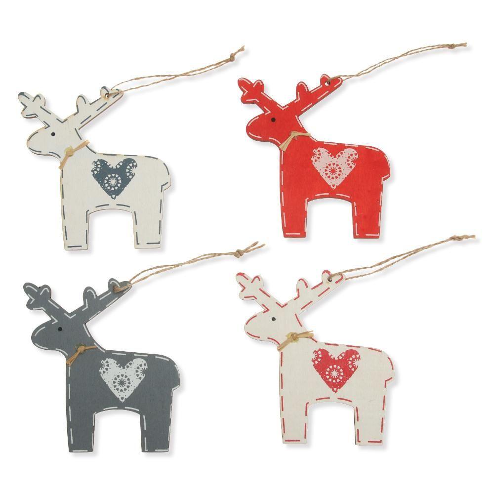 Bộ 4 Phụ Kiện Trang Trí Giáng Sinh Bằng Gỗ Mới