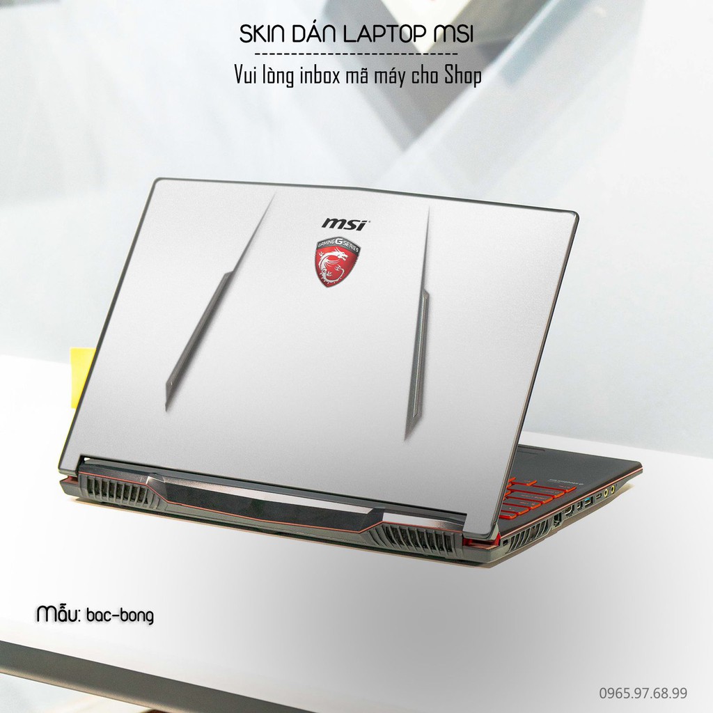 Skin dán Laptop MSI màu bạc bóng (inbox mã máy cho Shop)