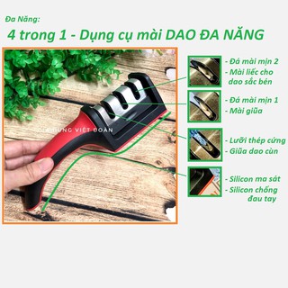 Kitchen Knife Sharpener [mẫu mới] Dụng cụ Mài Dao cầm tay. Chức năng 4in1 khe mài giũa, Khe liếc và liếc mịn