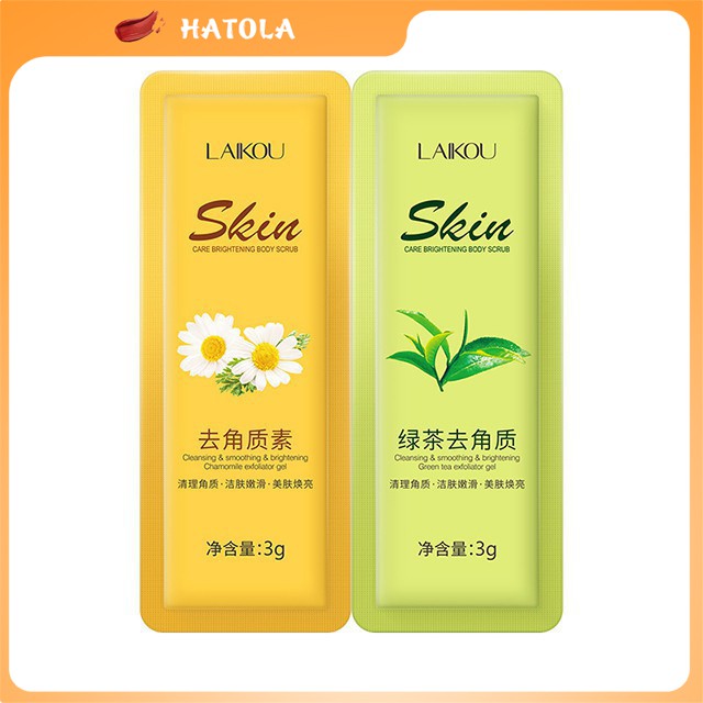 Tẩy da chết mặt sét 2 gói tẩy tế bào chết tinh chất trà xanh và hoa cúc Laikou Hatola