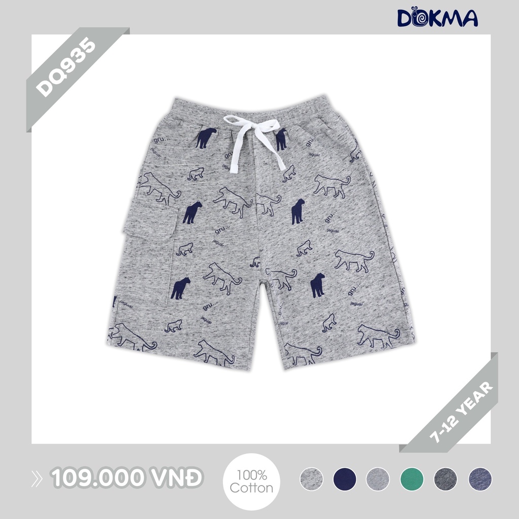 Dokma Quần lửng túi hộp 100% cotton bé trai 7-12 tuổi DQ935