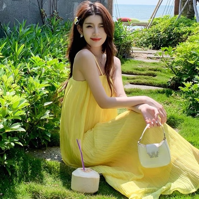 Đầm đi biển 2s dáng suông chuẩn Quảng Châu loại 1