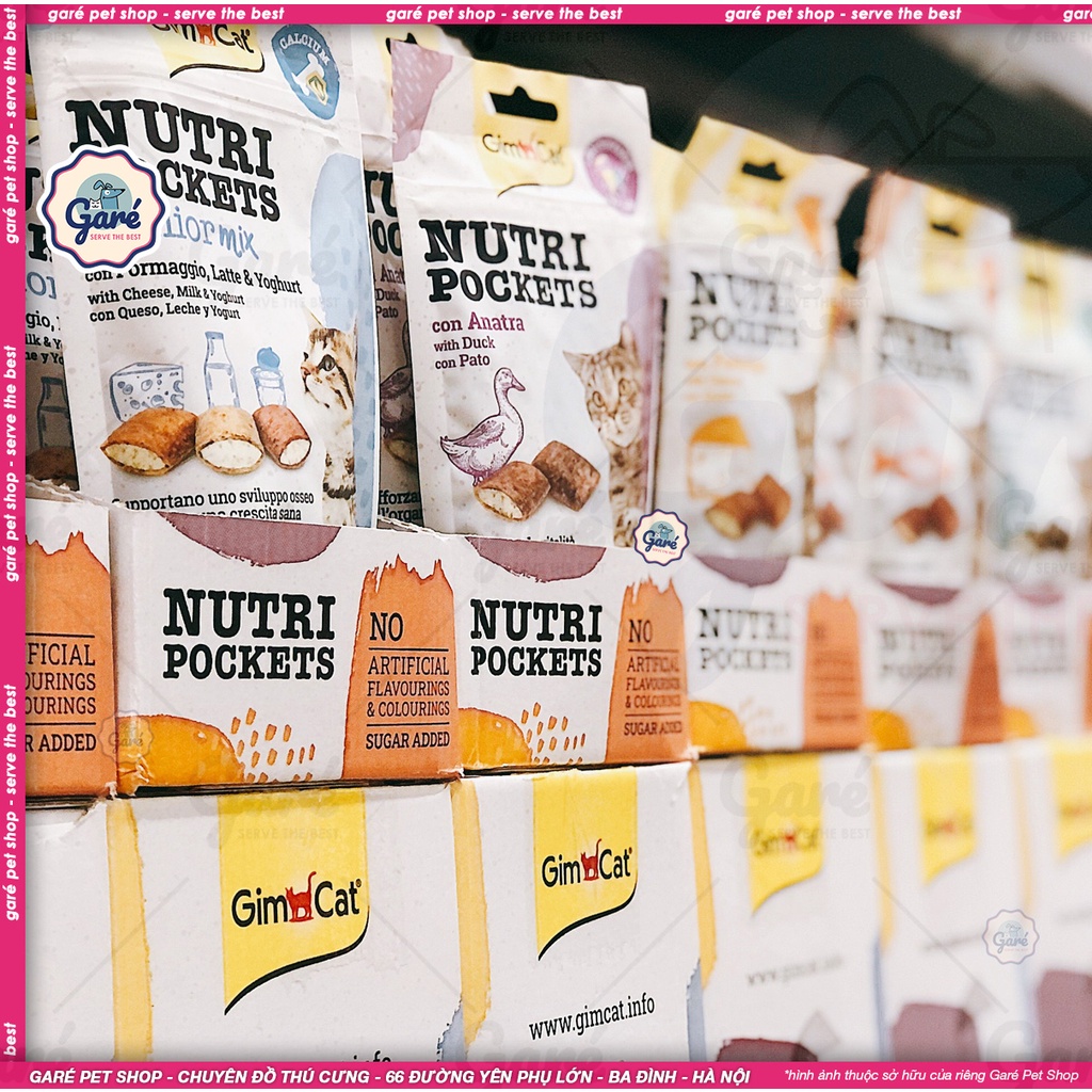 60gr - Bánh thưởng Nutri Pockets hàng nhập Đức chính hãng nhiều vị cho Mèo - GimCat Nutri Pockets cat snack (60g)