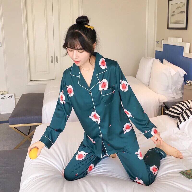 (CHUYÊN SỈ)Bộ ngủ phi lụa phối PIJAMA