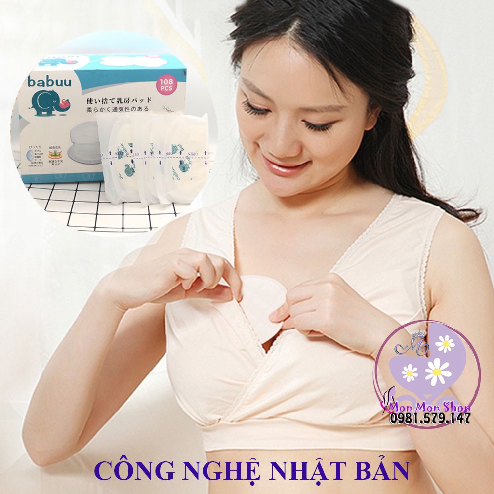 Hộp 24 -108 tấm lót thấm sữa Babuu Nhật Bản dùng 1 lần tiện lợi cho mẹ