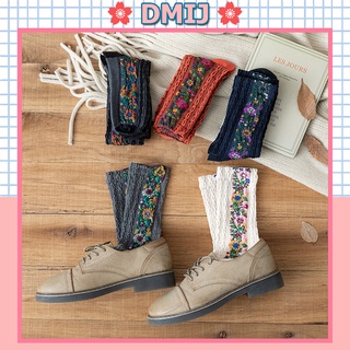 Tất nữ cổ cao phong cách vintage hàn quốc họa tiết hoa dọc