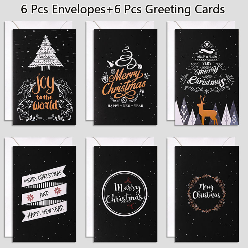 [Hot Sale] 6Pcs Simple Ins Style Christmas Thanksgiving Greeting Card Superior Quality  Party Simple Invitation Card