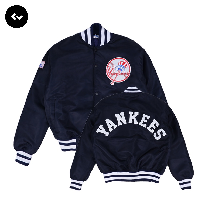 MLB Áo Khoác Bóng Chày In Chữ YANKEES Màu Xanh NAVY Phong Cách VINTAGE