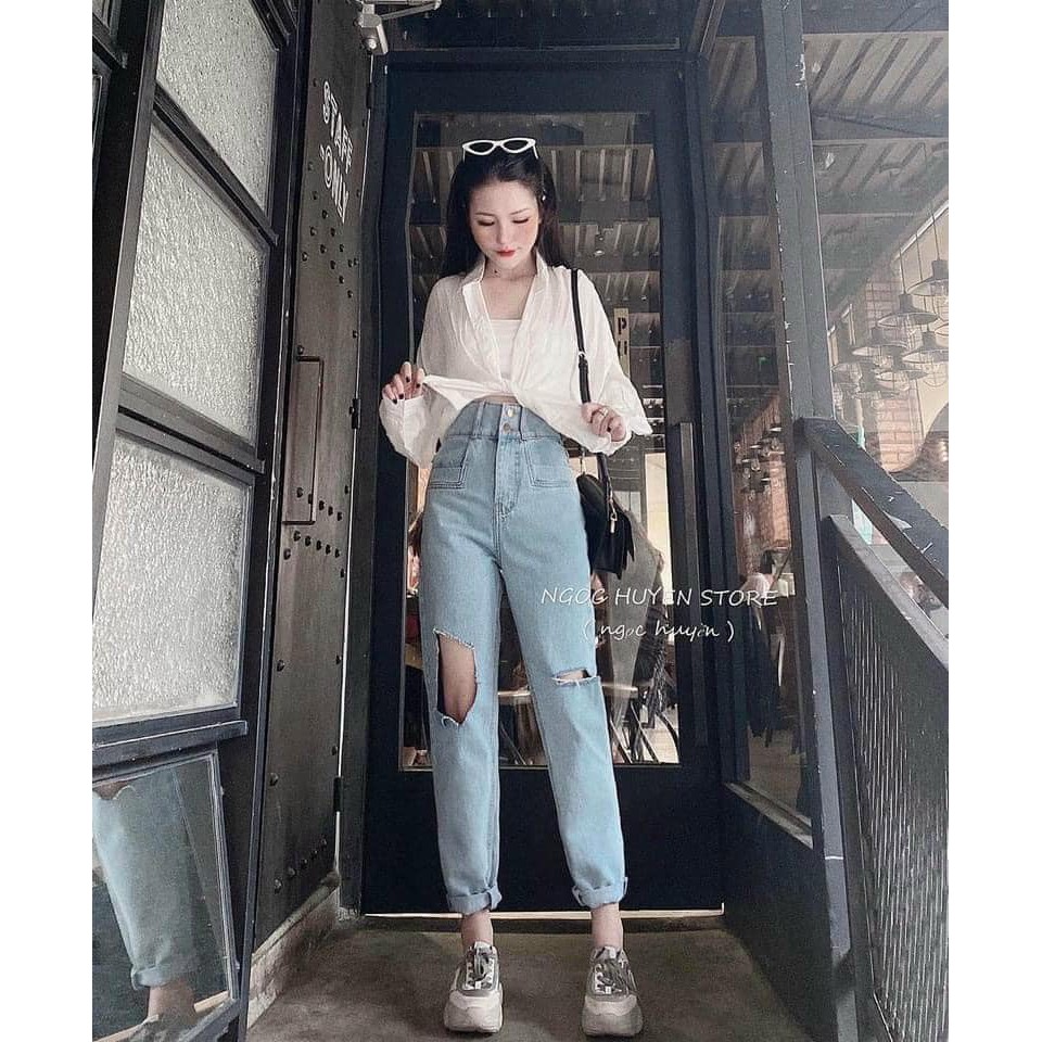 [Mã WASTMAY giảm 15% tối đa 30K đơn 150K] 9329-QUÂN BÒ BAGGY RÁCH GẤU SIÊU HOT | BigBuy360 - bigbuy360.vn