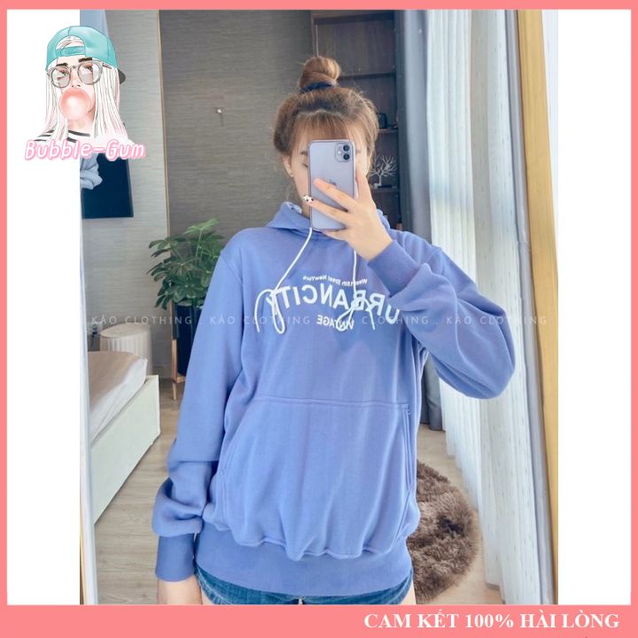 Hoodie Chất Liệu Nỉ Ấm Form Rộng Dưới 60kg Bubble Gum