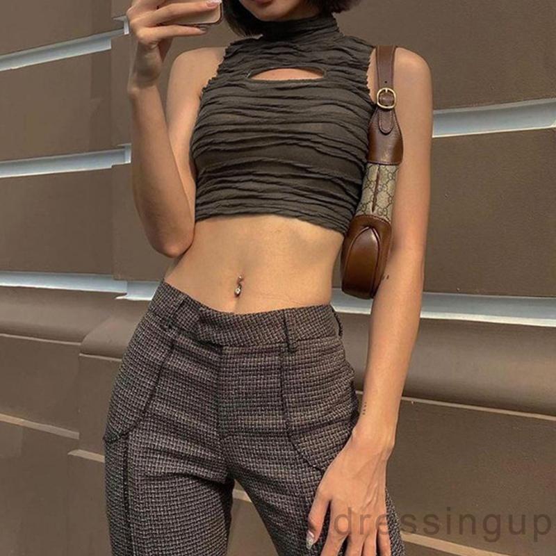 Áo Không Tay Cổ Lọ Màu Trơn Thiết Kế Độc Đáo Dành Cho Nữ | BigBuy360 - bigbuy360.vn