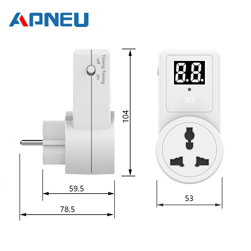 Ổ Cắm Điện Eu 10A Hẹn Giờ Đếm Ngược Kỹ Thuật Số Thông Dụng Cho Xe Hơi