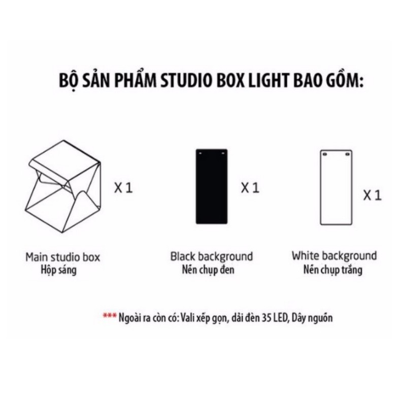 Hộp đèn Studio chụp ảnh sản phẩm Light room, đèn Led siêu sáng (White).... Hàng Hot hot hot !!!