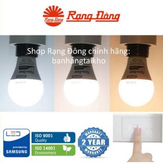 Bóng LED bulb đổi 3 màu 3 in1 5W 7W 9W Rạng Đông Điện Quang