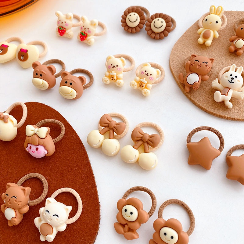 Set 2 buộc tóc màu cà phê cho bé siêu xinh