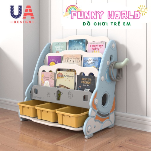 Giá sách truyện đa năng kèm khay đựng đồ chơi Funny World cho bé 5 tầng ngăn nắp thông minh