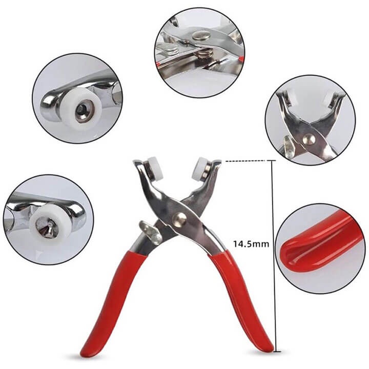 Kìm bấm cúc sắt, cúc vành quần áo đa năng 4 chi tiết, bấm khuy kèm cúc bấm 9.5mm tiện dụng