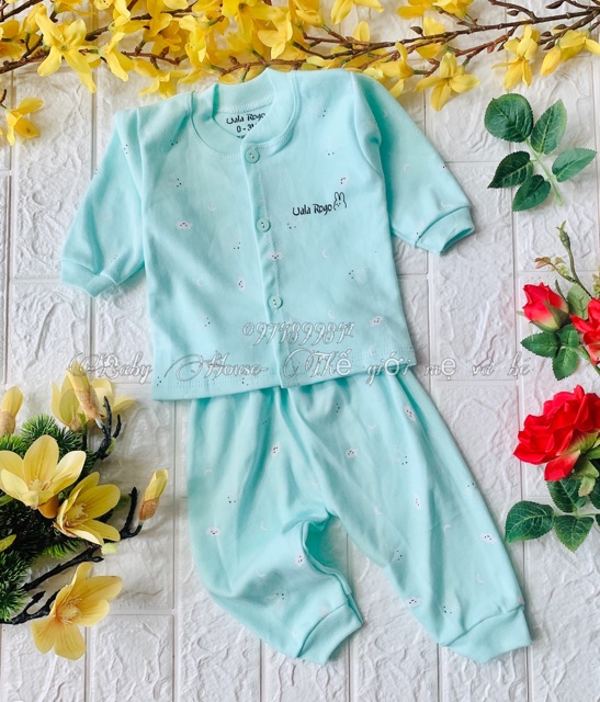 Bộ nỉ cotton khuy giữa Uala Rogo