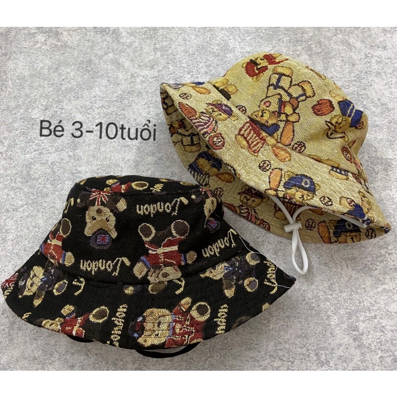 (Bé 3-10 tuổi) MŨ VÀNH IN GẤU ĐÁNG YÊU CHO BÉ