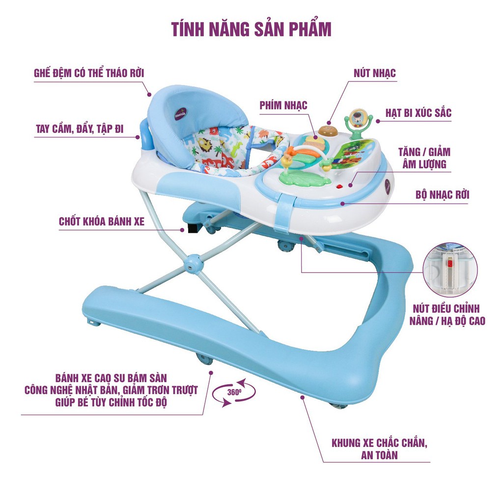 Xe tập đi 2 giai đoạn có đồ chơi Mastela 1123 màu hồng