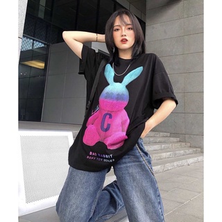 Áo thun trơn tay lỡ MICO nữ nam dáng Unisex in họa tiết thỏ con cool ngầu