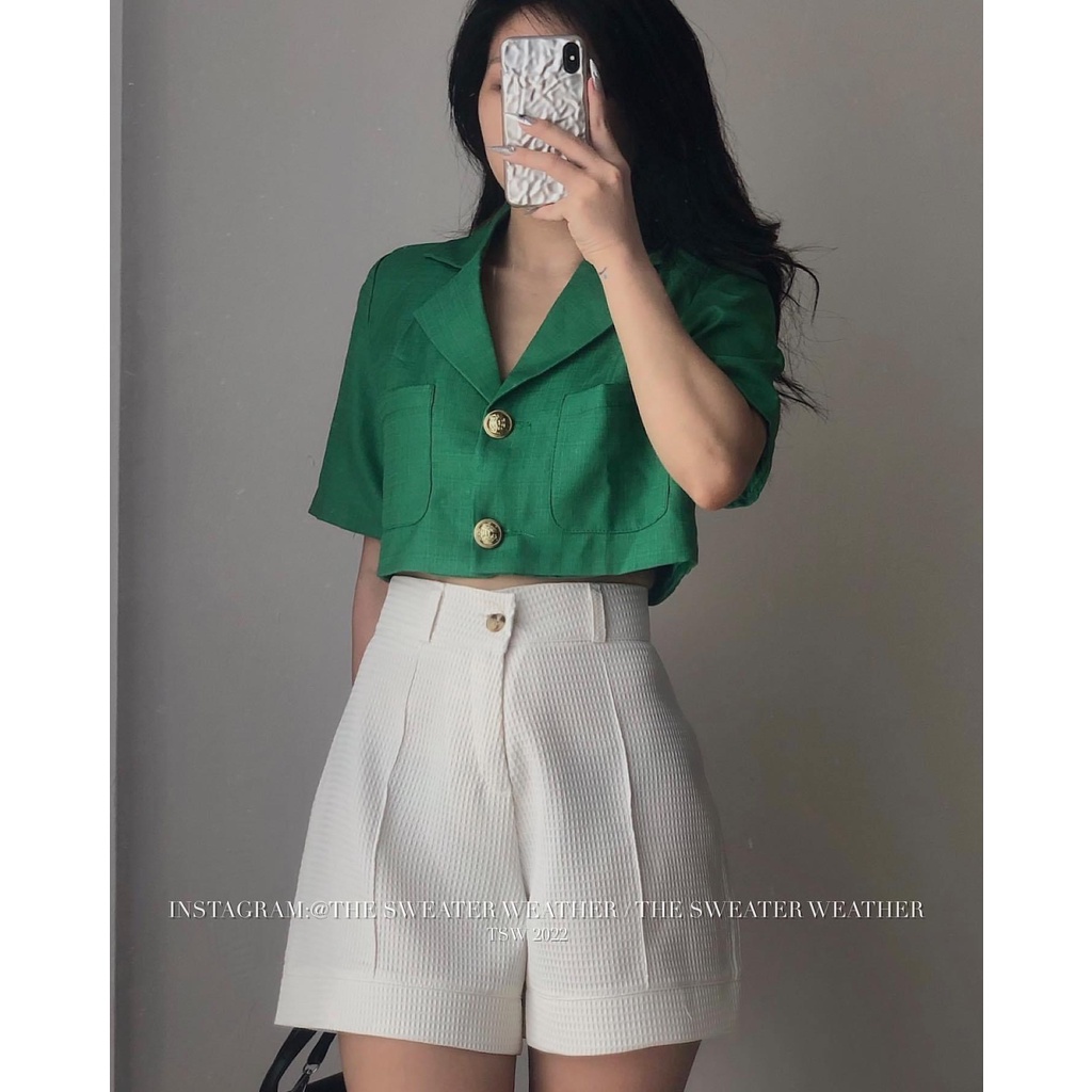 Set croptop sơ mi quần short đùi siêu cá tính năng động BN325