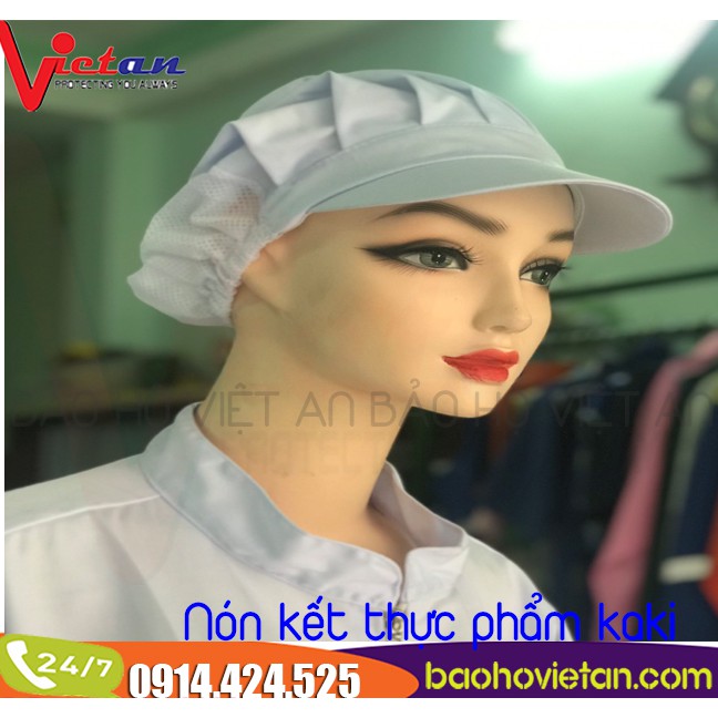 Nón Kết Thực Phẩm -Mũ đội an toàn thực phẩm cho đầu bếp chất liệu PolyCotton-Hình Thật 100%