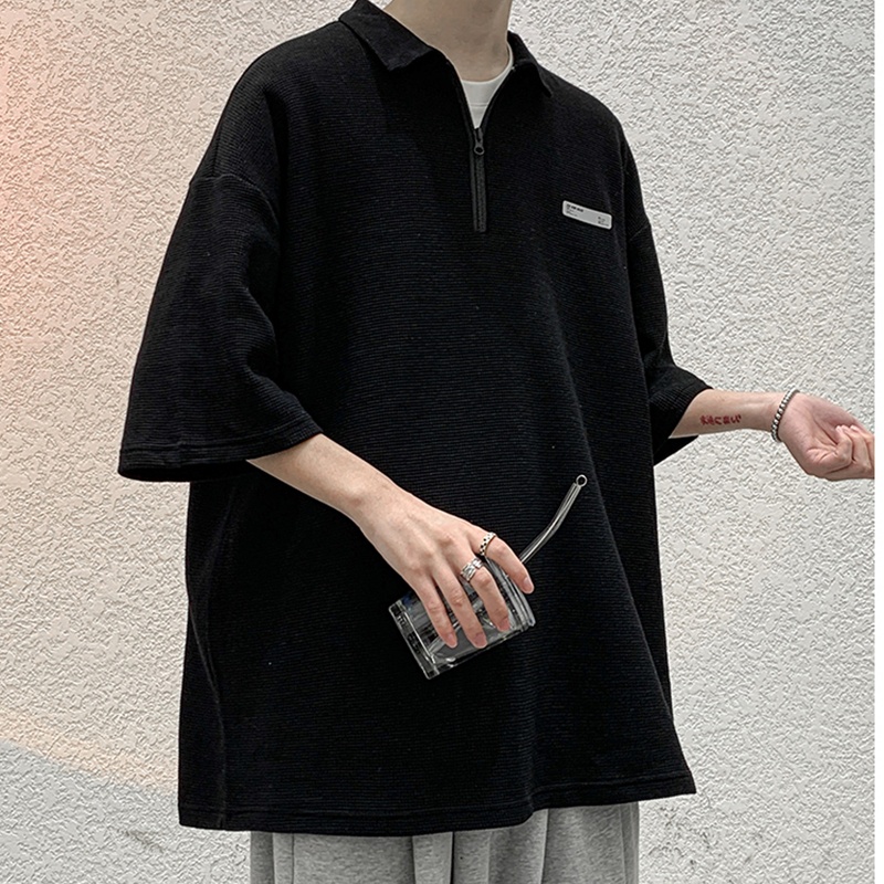 Áo Thun polo Ngắn Tay Dáng Rộng Thời Trang Mùa Hè Đơn Giản Cỡ Lớn M-5XL Cho Nam