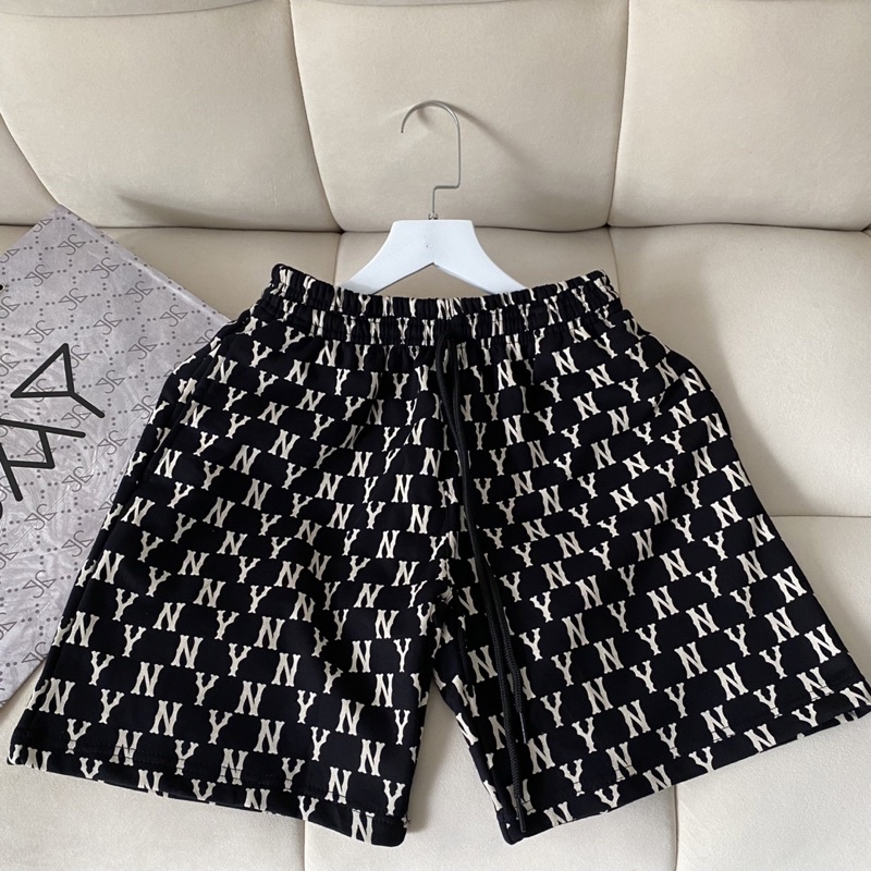 Quần Short Thun Unisex in hoạ tiết NY màu ĐEN/KEM/XANH vải nỉ chân cua 🖤 Nam nữ unisex 🖤 Quần thun lưng chun Jaystoree 🖤