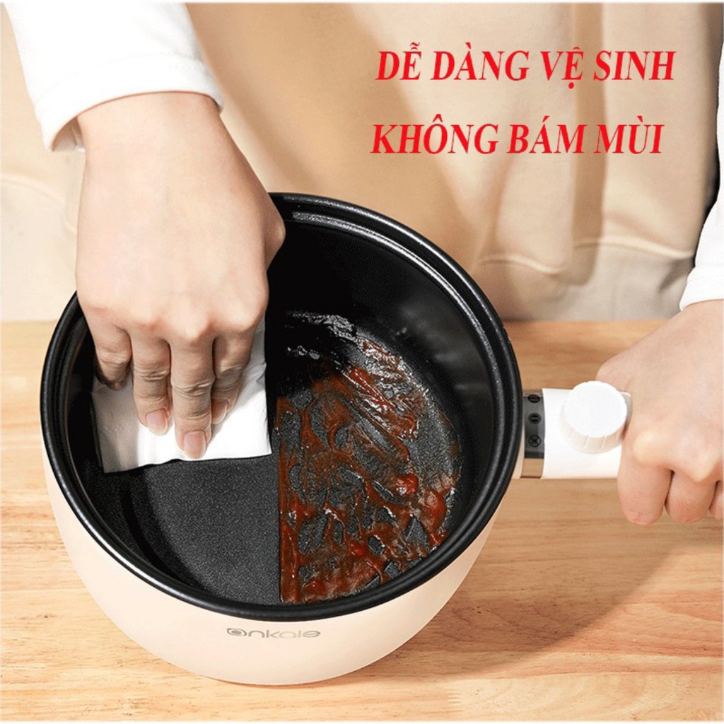 NỒI LẨU ĐIỆN MINI KALAS ĐA NĂNG ĐỂ XÀO CHIÊN NẤU KHO TIỆN LỢI - NỒI NẤU CHẢO ĐIỆN MINI CHỐNG DÍNH ĐA NĂNG TRẮNG VTM5