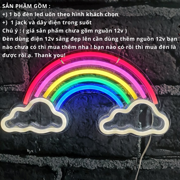 Đèn Led Neon Decor Phòng Ngủ Mẫu Mã Đa Dạng Đáng Yêu Hot Trend 2023 Nhận Thiết Kế Theo Yêu Cầu