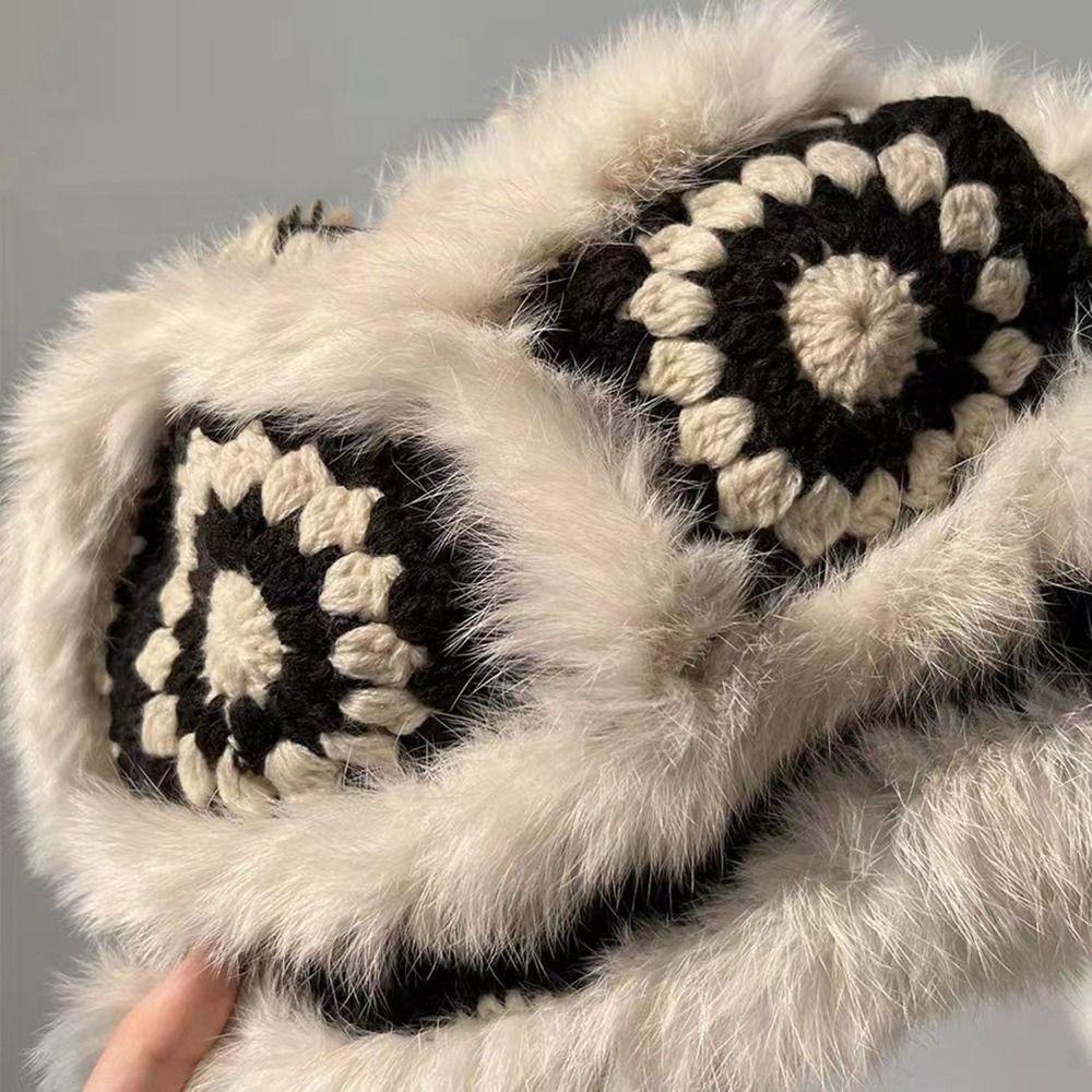 Nón Tai Bèo Vải Lông Thêu Họa Tiết Thổ Cẩm Phong Cách Dân Tộc Giữ Ấm Tai