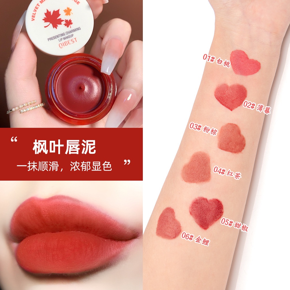 Son lì kết cấu bùn mịn như nhung lâu trôi chống thấm nước 7 màu tùy chọn