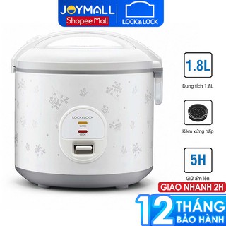 Nồi Cơm Điện Nắp Gài Lock&Lock EJR445GRY 1.8 Lít - Hàng Chính Hãng Bảo Hành 12 Tháng, Giữ Ấm Đến 5 Giờ - Joymall
