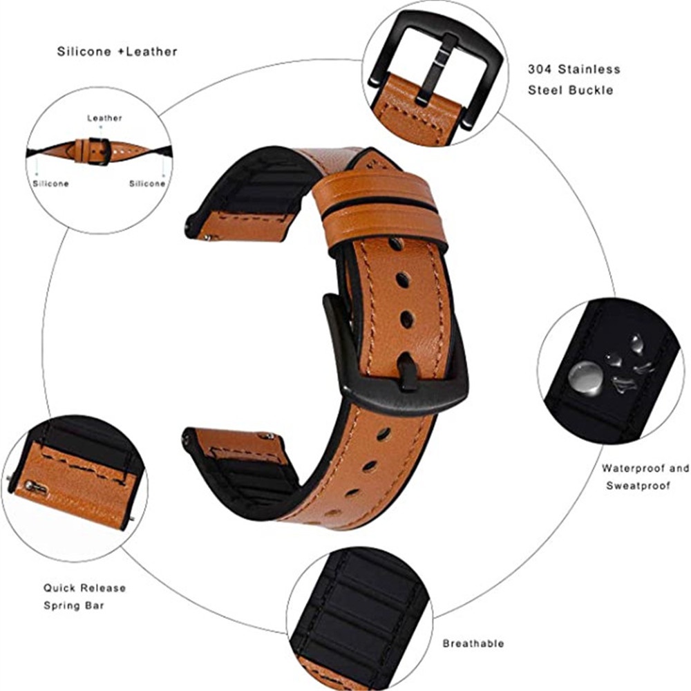 Dây đeo da và silicone cho đồng hồ thông minh samsung galaxy watch 4 samsung galaxy active 2 gear s3 46mm22mm