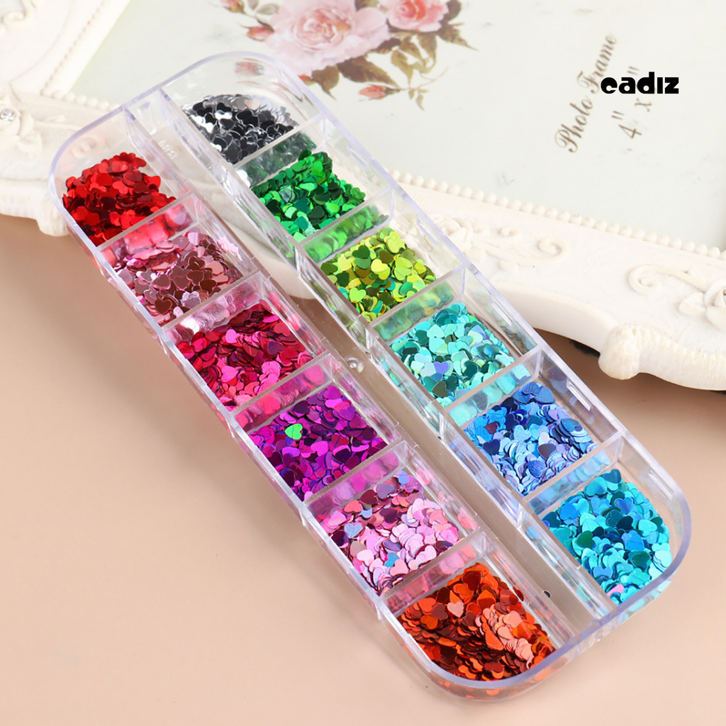 [Hàng mới về] Hộp kim tuyến lấp lánh hình trái tim trang trí móng tay nghệ thuật xinh xắn