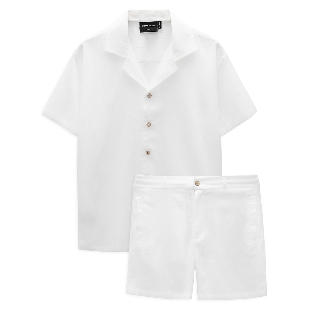 Set Nam Shirt Short Linen BW , Chất Vải Linen Thoải Mái , SB001099 ,SOMEHOW
