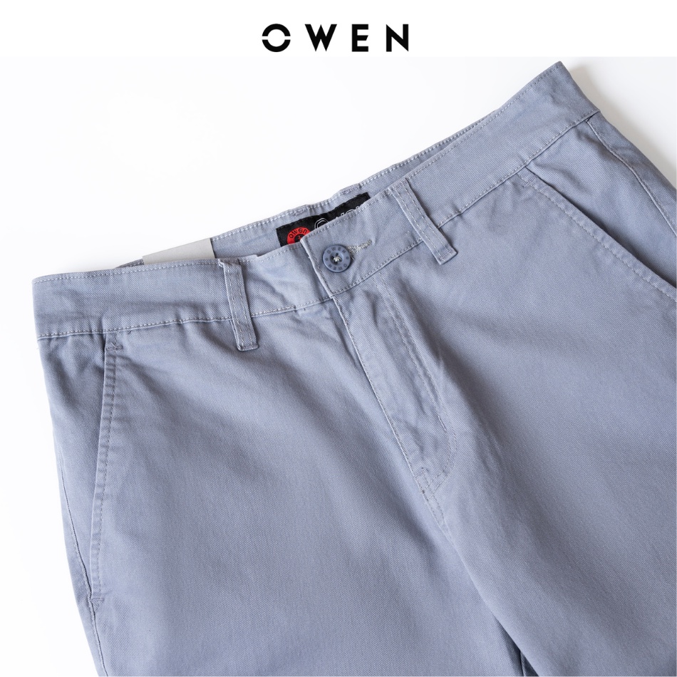 Quần short nam kaki Owen màu ghi, chất liệu vải cotton cao cấp, co giãn, trẻ trung, dáng slimfit năng động