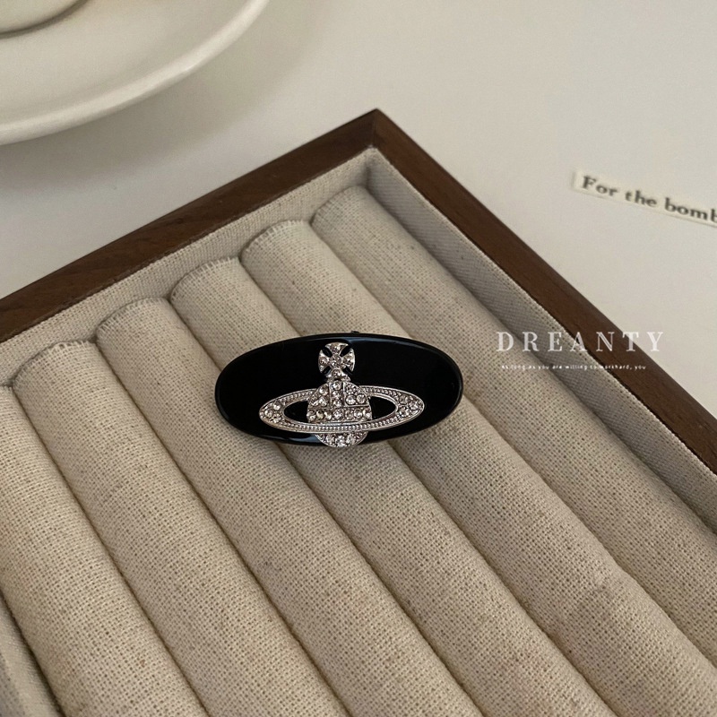 Kẹp Tóc Mỏ Vịt Đính Đá Màu Đen Phong Cách Hàn Quốc Cổ Điển Thời Trang Cho Nữ