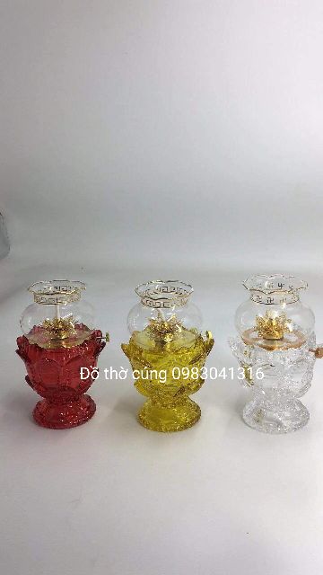 Đèn dầu lưu li kim sa bằng thủy tinh - 038